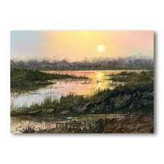 LINDA HENRY Original Watercolor – Coastal Sunset Painting – „Finding Peace“