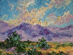 Arizona Original Art Impasto Oil Painting Landscape Desert 9×11″, signed Artist