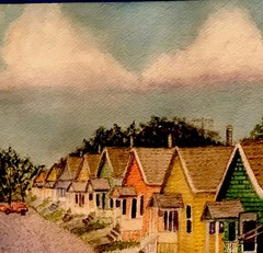 ORIGINAL Signed 17 X 22 Watercolor New 1940 Beach Cottage House Shanty Shack Art