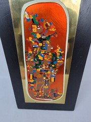 Aztec Style Art. Enamel on Brass.