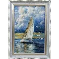 Sailboat Original Oil Painting 4×6 Framed Signed Yacht Marine Seascape Sea Art