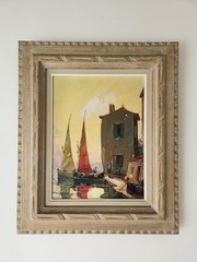 Elie Bernadac French Martigues Effet Du Soir Oil On Canvas Painting