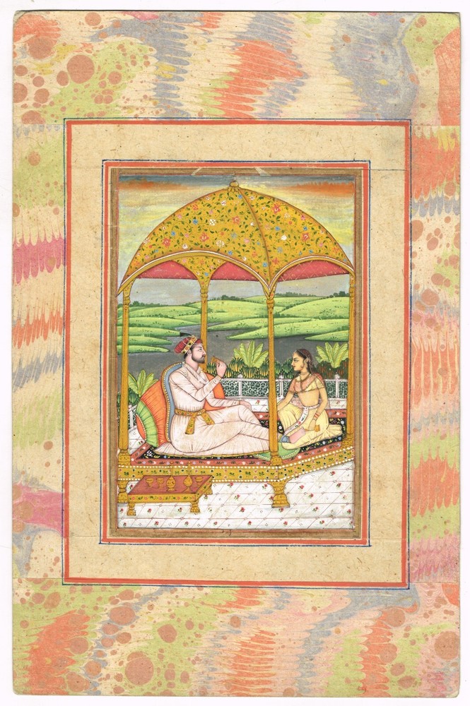 Indian Art Painting Of Emperor & Empress Enjoying Quality Time 7.5×11.5 Inches