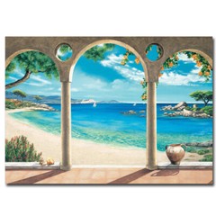 Mediterranean Bay by Dominguez Gallery-Wrapped Canvas Giclee Art (24 in x 32 in)