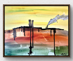 Original Expressionist Landscape 11×14 Signed Earthy Contemporary Wall Art A179