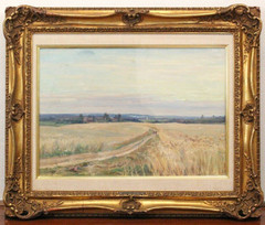 G.M. Shégal “Wheat Field” Original Soviet Oil Painting c.1950s Moonlight Gallery