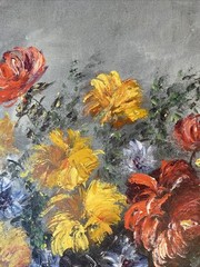 Impressionist Flowers In A Vase Still Life Oil Painting Signed Ritter 44 X 32