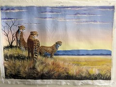 Oil Painting of Cheetahs on African Landscape 20×30 Vivid Colors Wild Animal