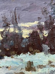 Oil Painting Winter Evening In Nature L. Maistrenko Unframed Original nAAA3552