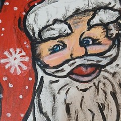 Folk Art Santa Claus Christmas Painting – Acrylic, Canvas, Holidays, Portrait