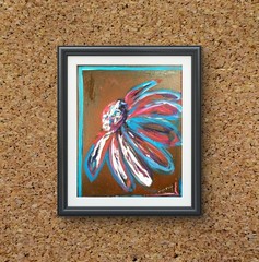 Original Acrylic Painting 14 X 11 Hand Painted Kitchen Modern Floral Teal