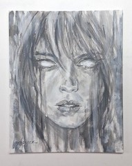 Original Ghost Girl Paintings 2 8x10s Halloween Thayer Art OOAK Canvas
