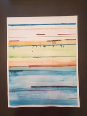 Original Abstract 11×14 Painting On Heavy paper Watercolor Lines Modern Art