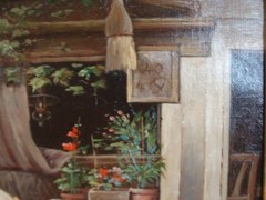 Antique 19C P Desalos Genre Family at Table O/C Painting