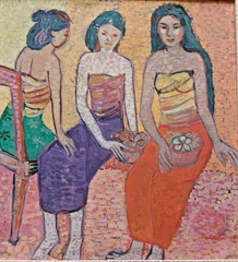 Three Sisters oil on canvas signed and dated 1999