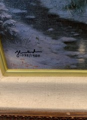 Thomas Kincade Signed #/1960 Hand Highlighted on Canvas MOONLIGHT SLEIGH RIDE