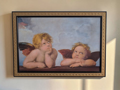 Large Hand Painted Wooden Panel After Raphael Sistine Madonna Cherubs 41×29