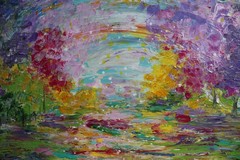 Original Painting 36×24 Colorful Landscape Canvas Art Spring Awakening