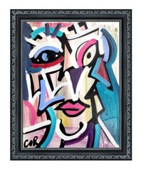 CORBELLIC EXPRESSIONISM 14X11 LIPSTICK ABSTRACT ORIGINAL ART MODERN HOME
