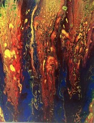 Original 12×16 Acrylic Fluid Paint Pouring Art On Canvas, Colorful Home Décor