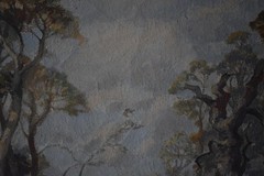 GUM TREES OF THE AUSTRALIAN OUTBACK OIL PAINTING JOHN WILSON c1970s