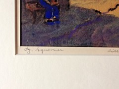 Karl Huber (1928-2009): original watercolored coal drawing: Dillingen on the Danube