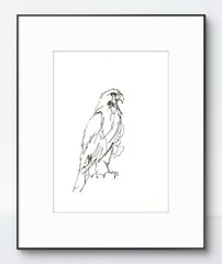 Original Abstract Expressionism 9X12 Hawk Paper Ink Gesture Handmade Signed 14