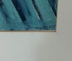 AMERICAN ARTIST FRIEDA SAVITZ – SIGNED AND DATED WATERCOLOR – 1958