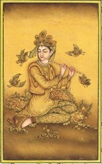 A Persian Woman Painting Hand Miniature Gouache & Gold On Paper 8.5×11.5 Inches