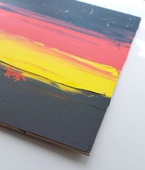 Original Sunset Landscape Acrylic Painting 8×10 Expressionist Horse Western Art
