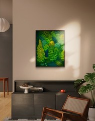 Original oil Painting “ Living Room “ Forest COA 15 x19 OOAK signed Nature Art
