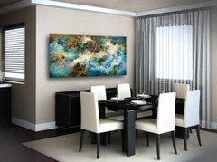 aqua blue green teal movement earth tones art abstract painting water original