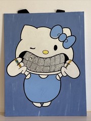 Hello Kitty Bling Blue Outfit 11X14 Canvas Art Deco