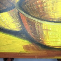 Signed Original Ana Hasbun Vergara Still Life Painting Woven Baskets Art