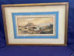 ANTIQUE 19C BRITISH SCHOOL WATERCOLOR PAINTING CANNES FRANCE ACKERMANN GALLERY
