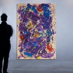 64”X44” Jackson Pollock style canvas ￼painting Acrylic,Abstract, Modern,Large