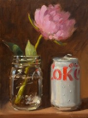 Diet Coke and Peony VERRIER Still life oil painting, Signed print