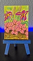 Aceo Original Painting A Flower Garden