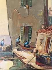 Elie Bernadac French Martigues Effet Du Soir Oil On Canvas Painting