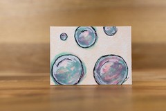 Original ACEO Art Bubbles Copic Marker Miniature OOAK Painting #7/8