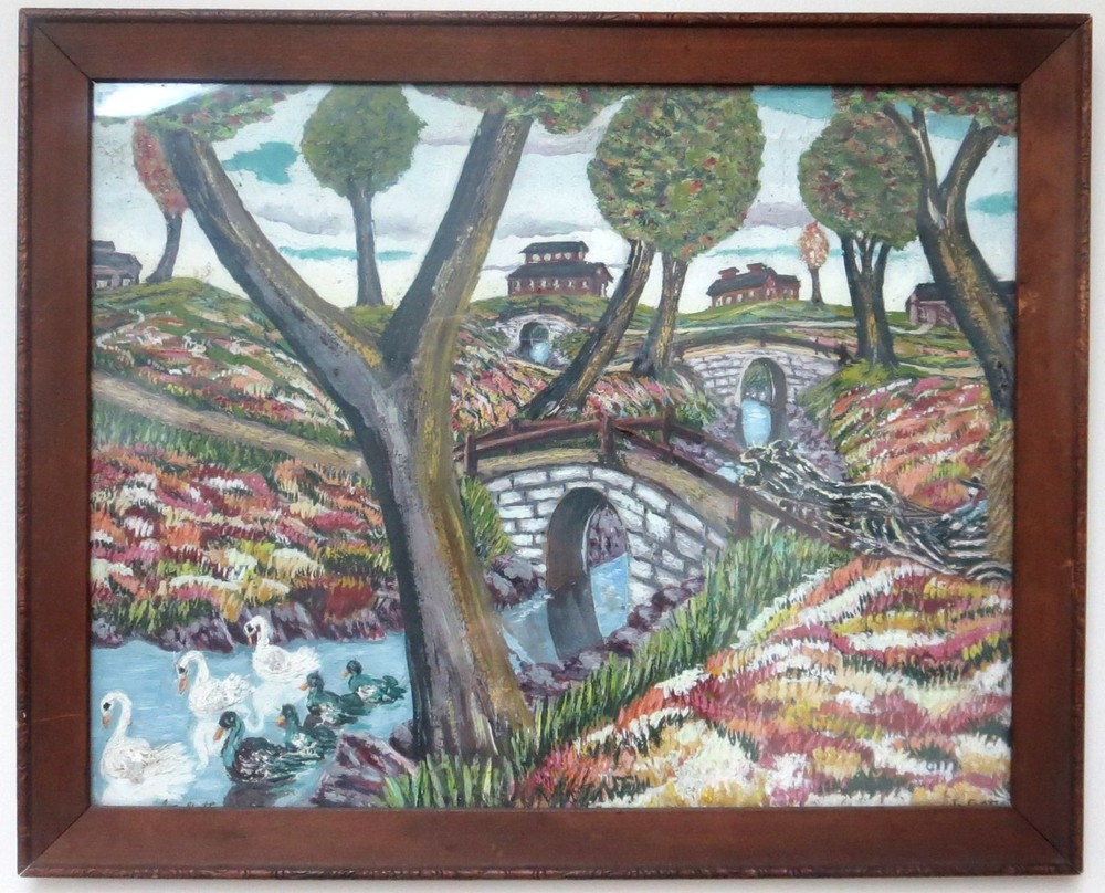 VICTOR JOESEPH GATTO 1890 -1965 FLORIDA FOLK ART PAINTING 14″ X 11″