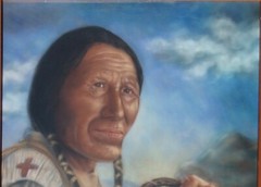 Southern Cheyenne HAYAHIVHA Native American In Beadwork Pastel Painting 24″ x18″