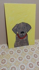 ACEO ATC Expressionism Original Painting Brown Puppy Dog 3.5×2.5 Collectible