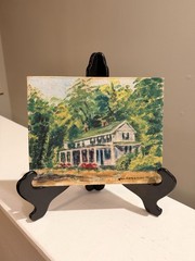 Vintage Oil Painting Valley Green PA House Signed Van Artsdalen Landscape