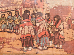 The Basket Dance Batik by Judi Yescalis (Sedona Arizona) Barn-wood frame 20×23″