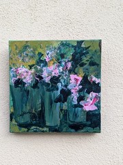 Gloria Galbraith Original Abstract Floral Acrylic Painting Signed Canvas 12×13