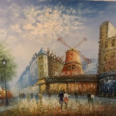 Original Signed Caroline Burnett Oil on Canvas Painting of a Paris Street 37×49
