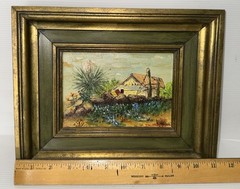 Original Oil Painting Cactus Flowering Colorful Desert Art Signed 5×7”