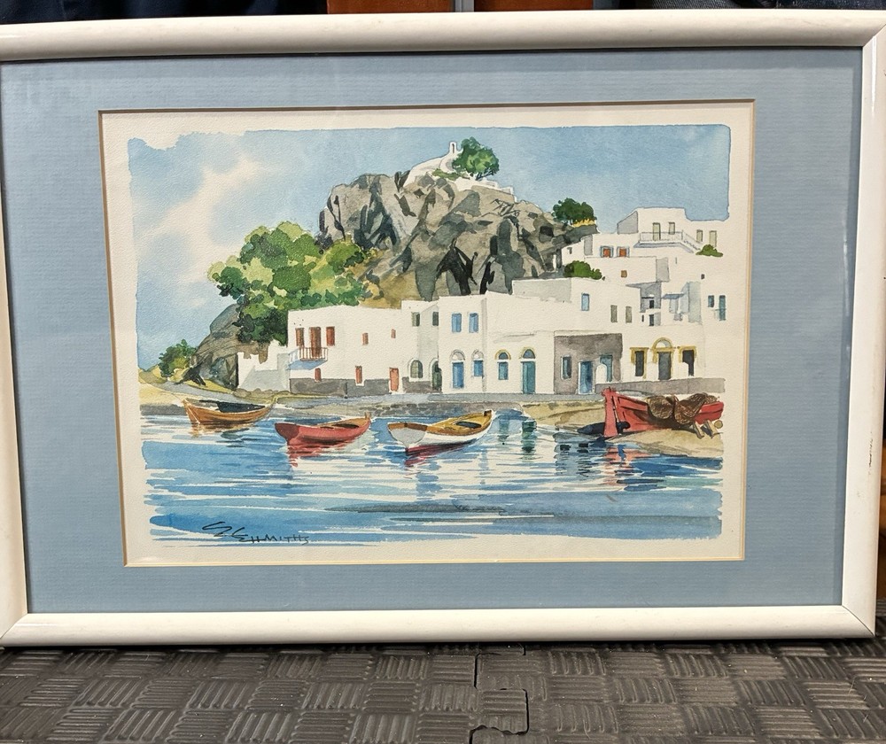 Water color painting , Hydra island,Greek art,Original Painting Signed 10×7