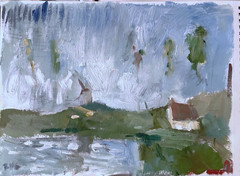 Dutch impressionist windmill landscape oil Sketch On Paper 9”x12” 2026 original